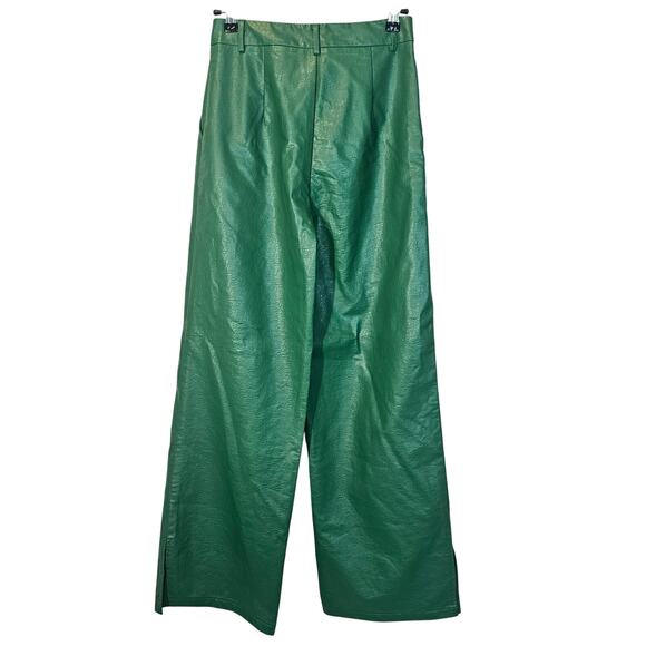 Princess Polly Suki Vegan Green Straight Wide Leg High Waisted Pants Size 4 - Picture 4 of 11